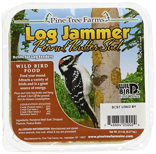 Pine Tree Farms Log Jammer Suet Plugs Wild Bird Food - Peanut Butter - 9.4 Oz - 3 Pack  