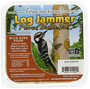 Pine Tree Farms Log Jammer Suet Plugs Wild Bird Food - Peanut Butter - 9.4 Oz - 3 Pack