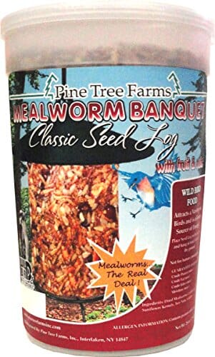 Pine Tree Farms Mealworm Banquet Classic Seed Log Wild Bird Food - 28 Oz