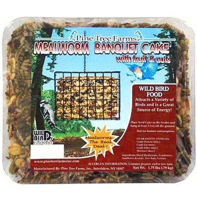 Pine Tree Farms Mealworm Banquet Large Seed Cake Wild Bird Food - Fruit/Nut - 1.75 Lbs