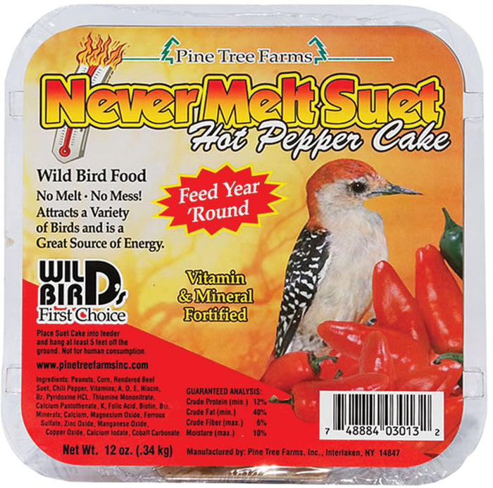 Pine Tree Farms Never Melt Suet Cake Wild Bird Food - Hot Pepper - 13 Oz