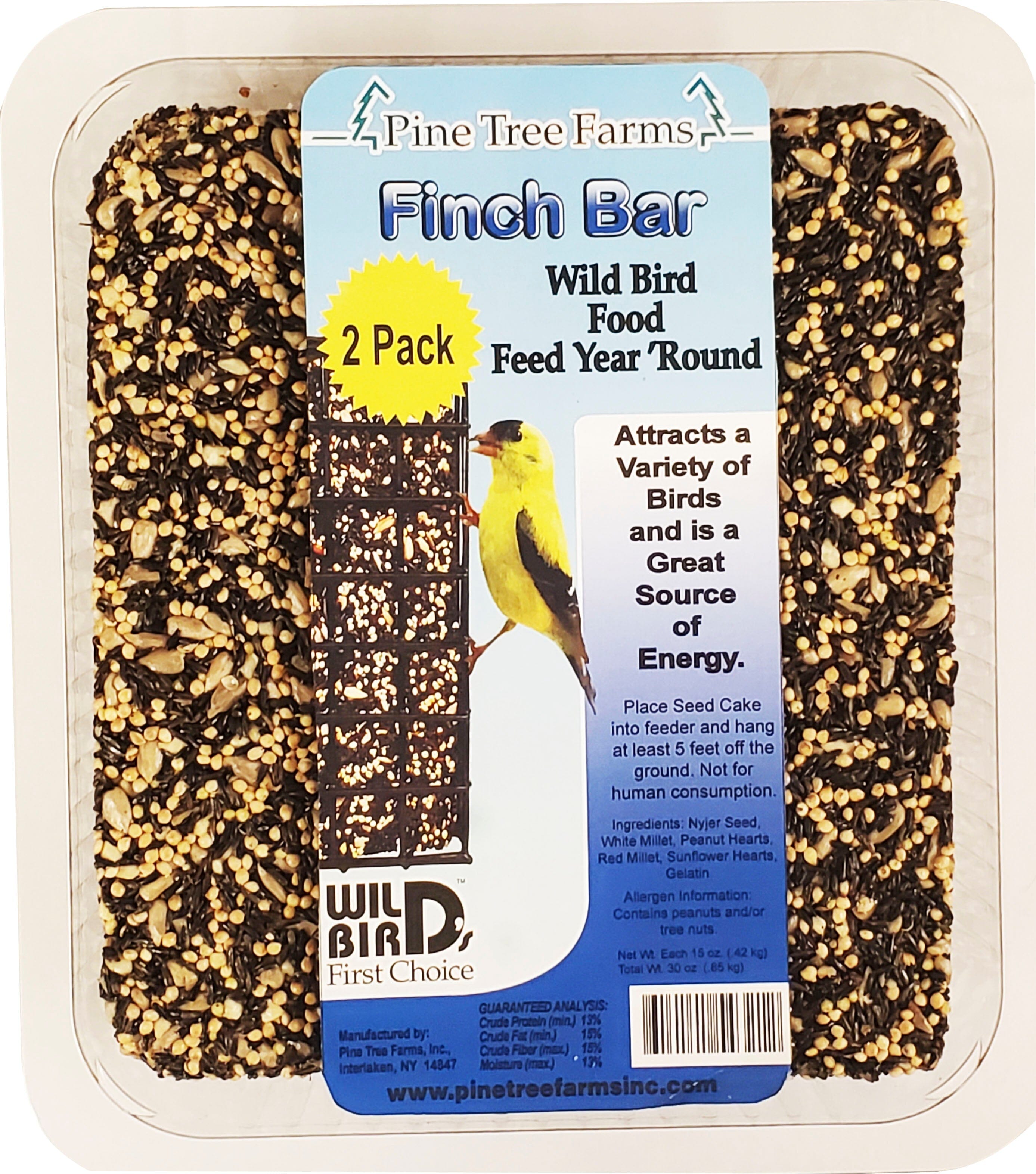 Pine Tree Farms Seed Bar Wild Bird Food - Finch - 15 Oz - 2 Pack  