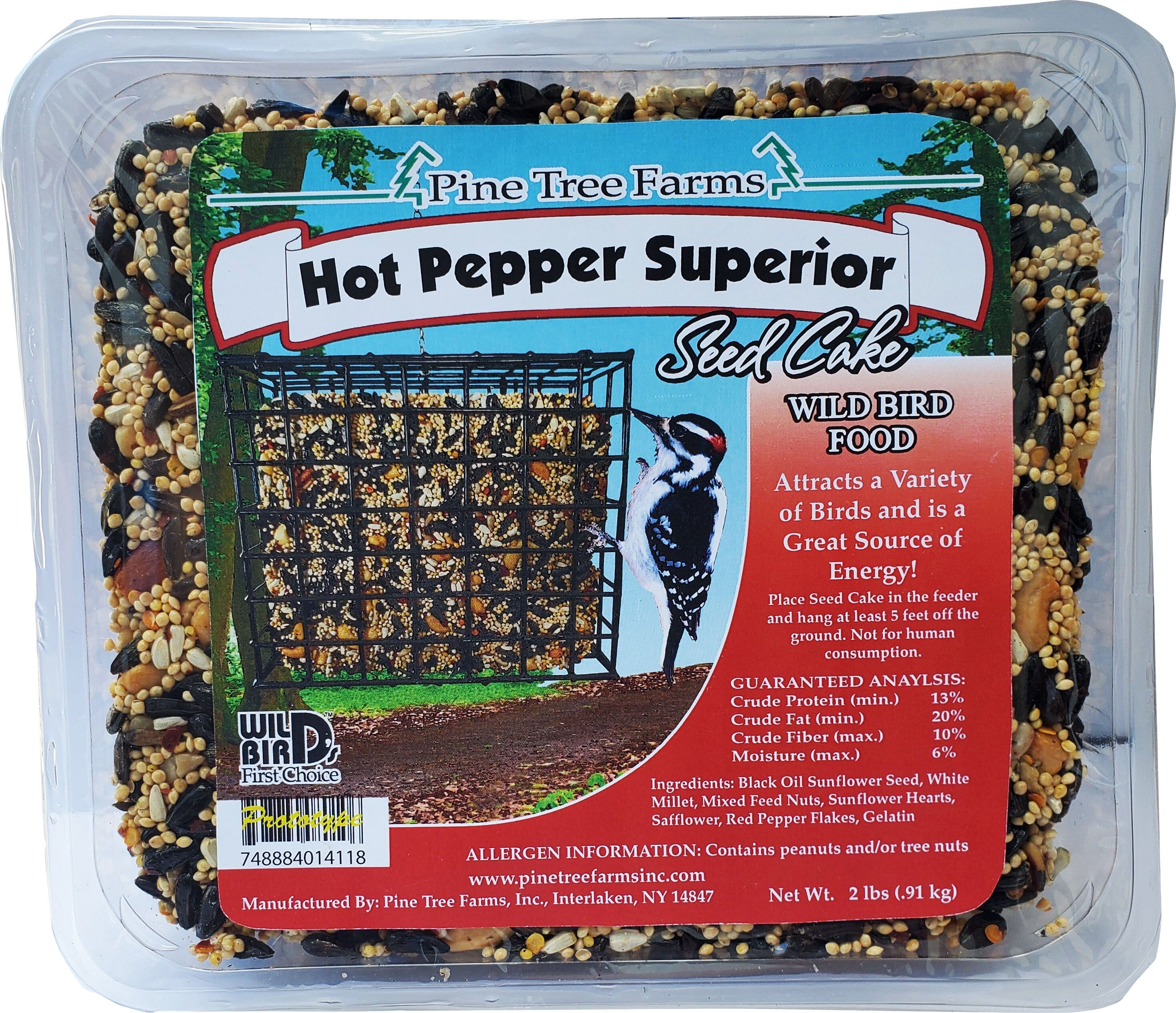 Pine Tree Farms Seed Cake Wild Bird Food - Hot Pepper - 2 Lbs  