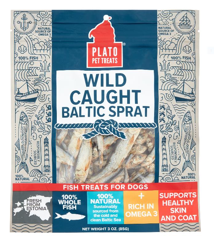 Plato Pet Treats Baltic Sprat Dog Jerky Treats - 3 oz Bag  