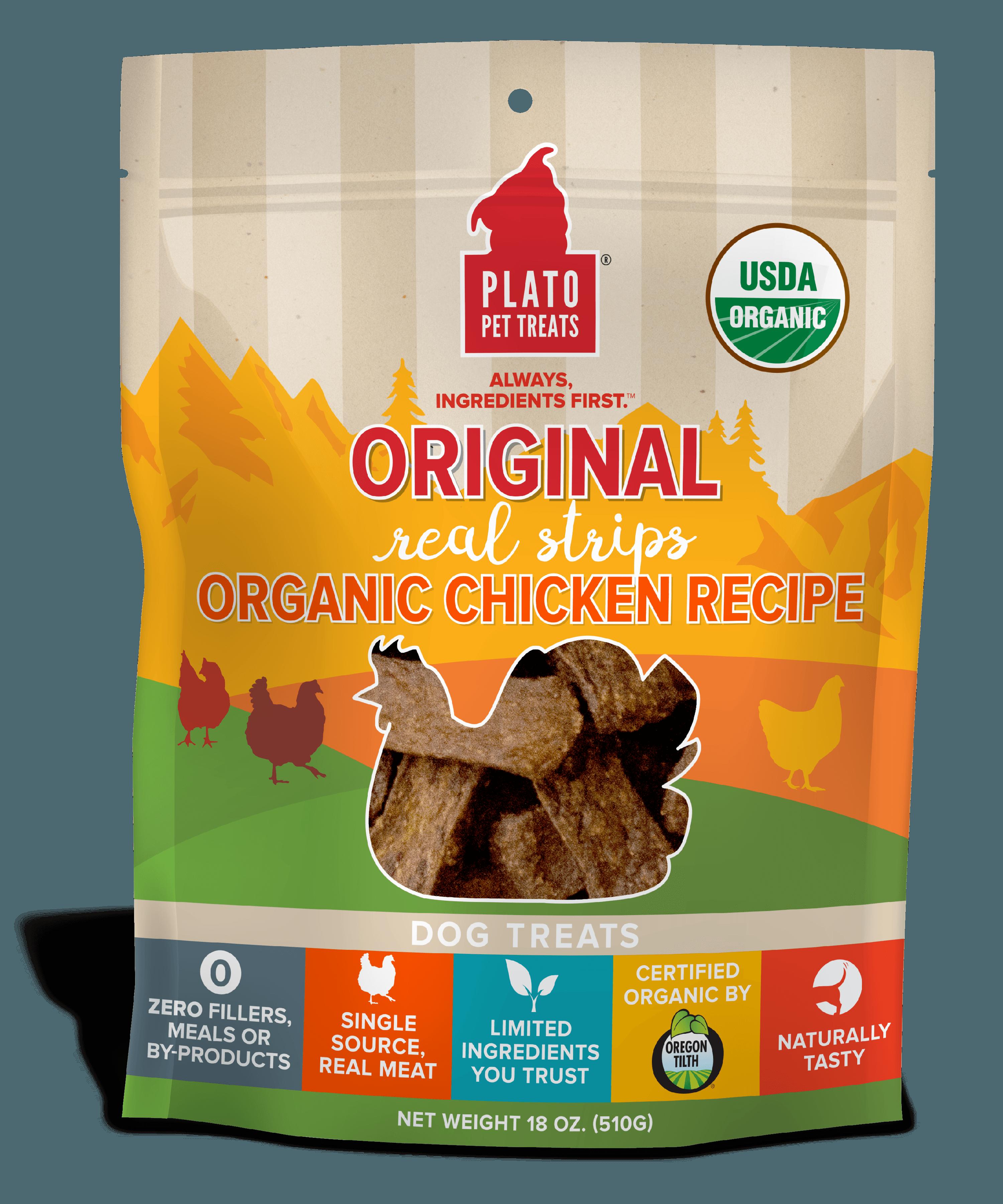 Plato Pet Treats Chicken Recipe Natural Dog Chews - 18 oz Bag  