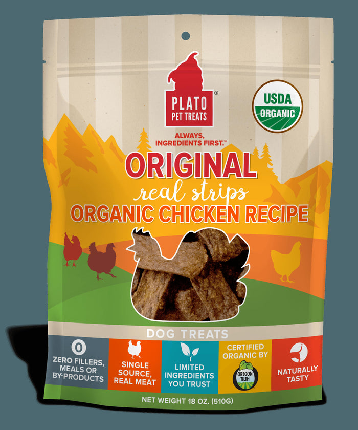 Plato Pet Treats Chicken Recipe Natural Dog Chews - 18 oz Bag