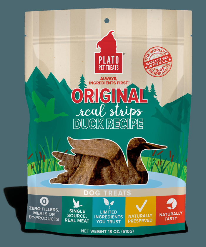 Plato Pet Treats Duck Recipe Natural Dog Chews - 18 oz Bag