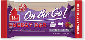 Plato Pet Treats Energy Bar Lamb & Apple Recipe Soft and Chewy Dog Treats - 12 ct Count...