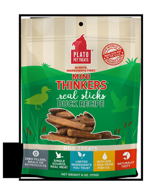 Plato Pet Treats Mini Thinkers Duck Recipe Natural Dog Chews - 6 oz Bag