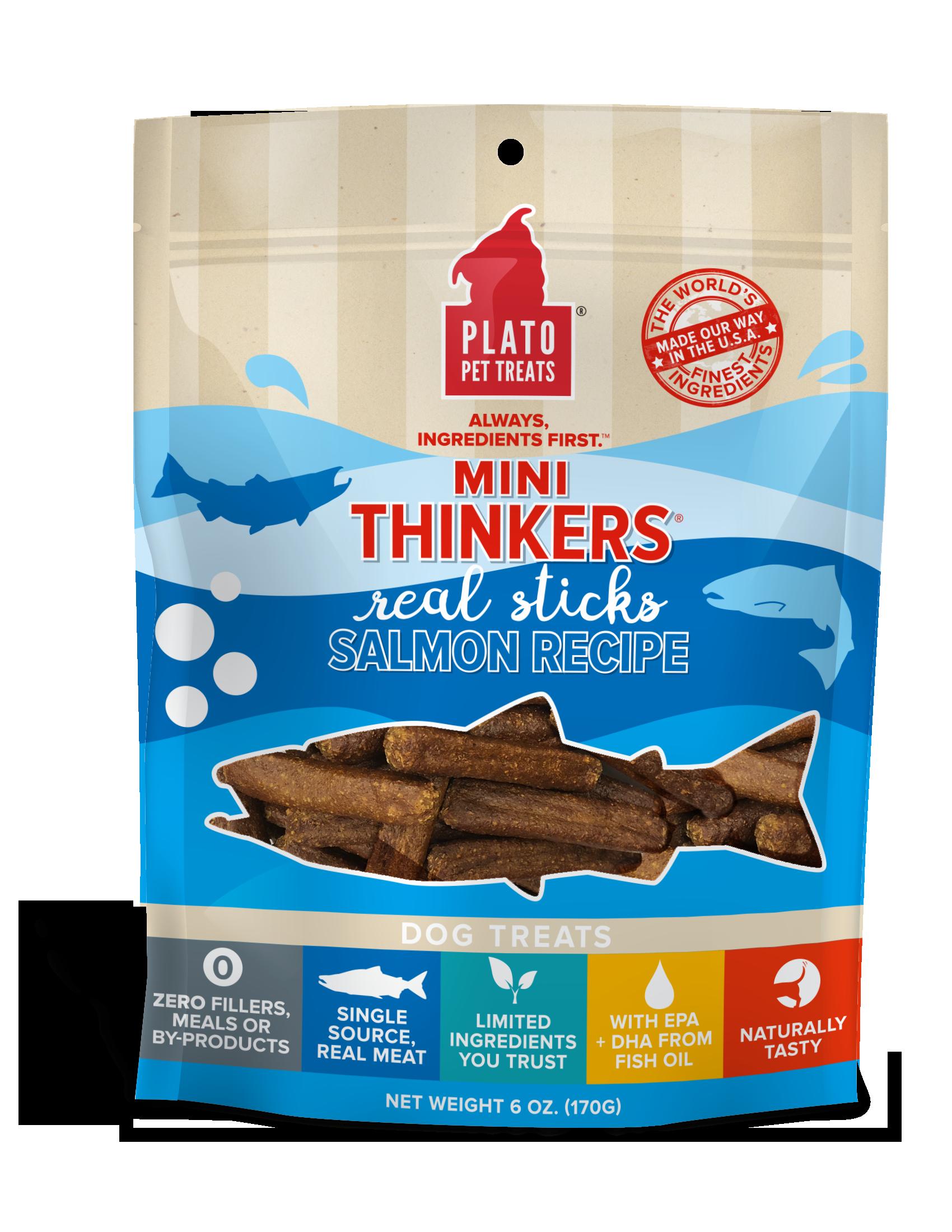 Plato Pet Treats Mini Thinkers Salmon Recipe Natural Dog Chews - 6 oz Bag  