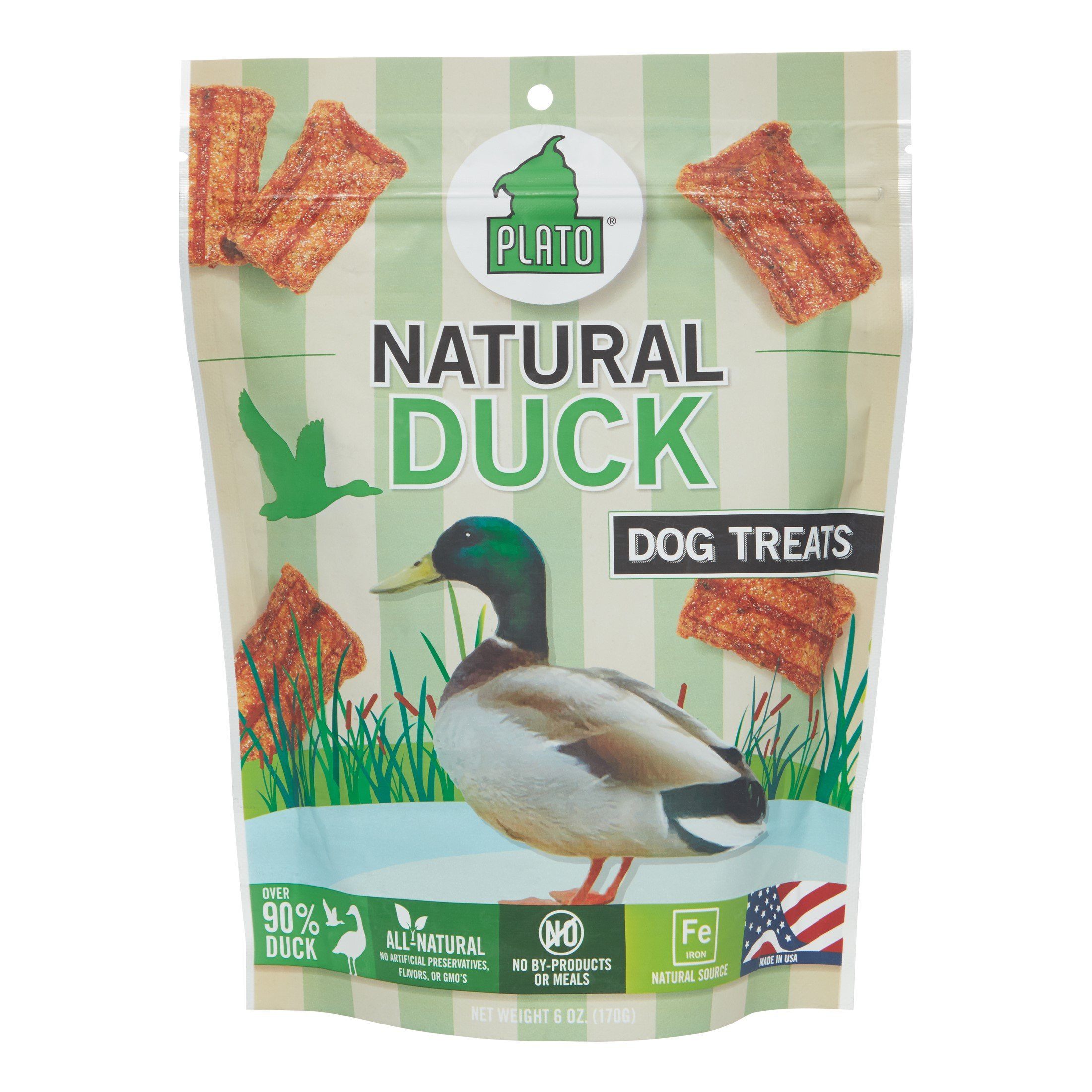 Plato Pet Treats Natural Duck Strips Natural Dog Chews - 6 oz Bag  