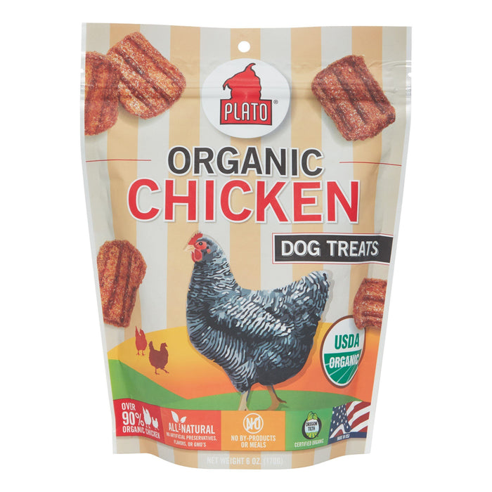 Plato Pet Treats Organic Chicken Strips Natural Dog Chews - 6 oz Bag