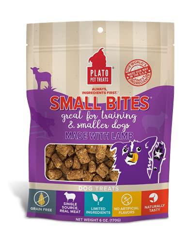 Plato Pet Treats Small Bites Lamb Crunchy Dog Treats - 6 oz Bag  