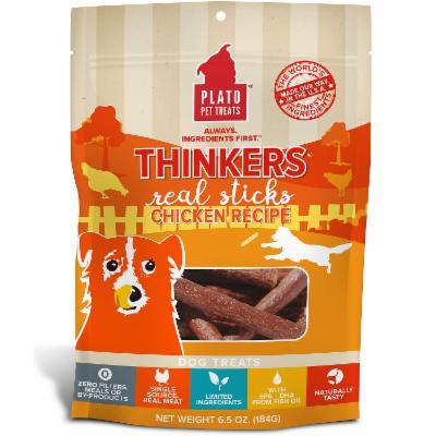 Plato Pet Treats Thinkers Real Sticks Chicken Natural Dog Chews - 6.5 oz Bag  