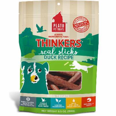 Plato Pet Treats Thinkers Real Sticks Duck Natural Dog Chews - 6.5 oz Bag  