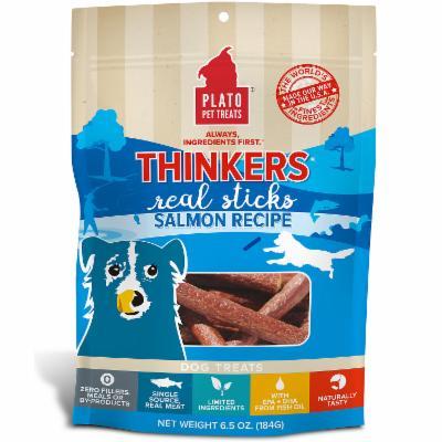 Plato Pet Treats Thinkers Real Sticks Salmon Natural Dog Chews - 6.5 oz Bag  