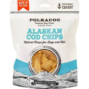 Polka Dog Bakery Cod Chips Pouch Jerky Dog Treats- 3.5 Oz