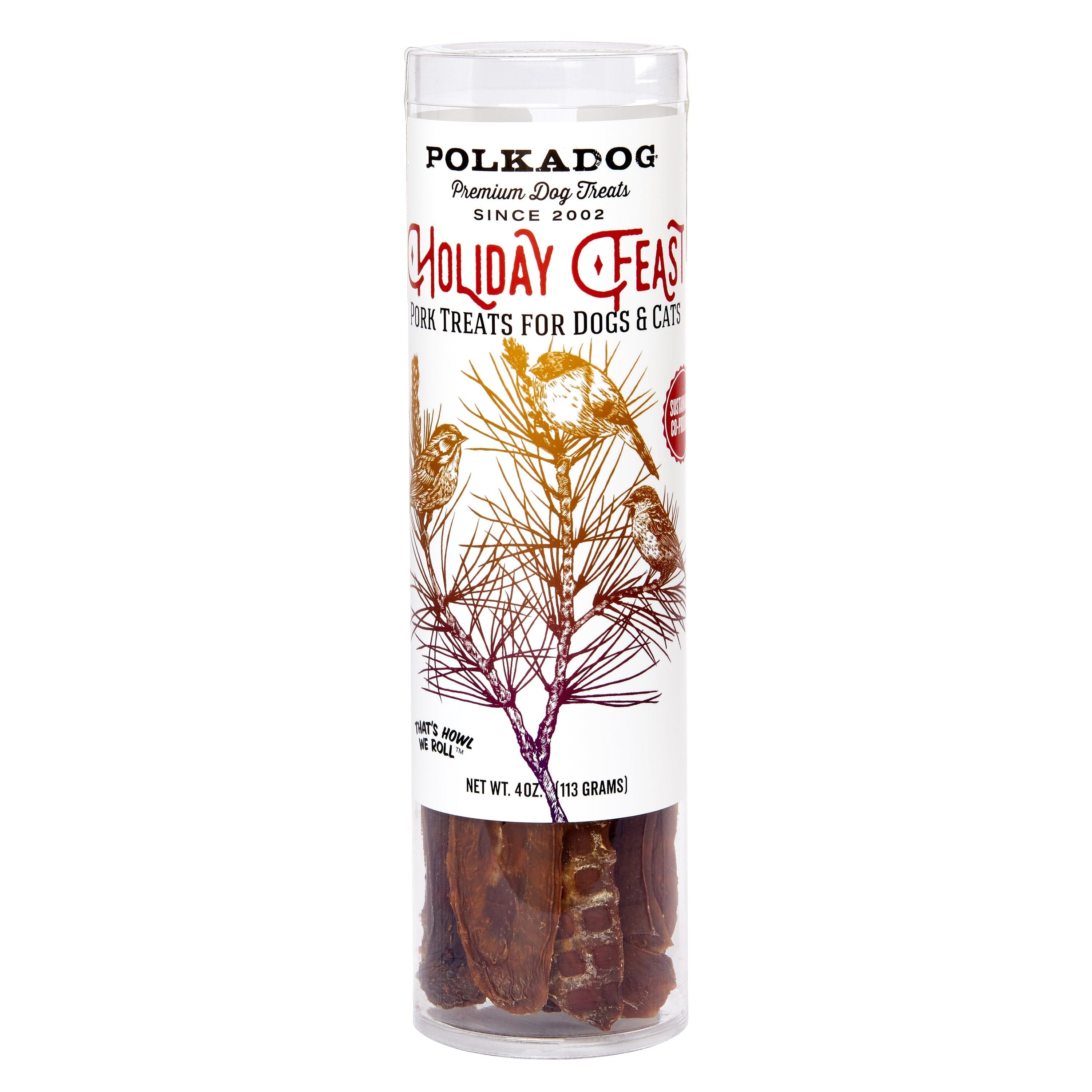 Polka Dog Bakery Holiday Feast Cat and Dog Dehydrated Treats - 4 Oz Tube  