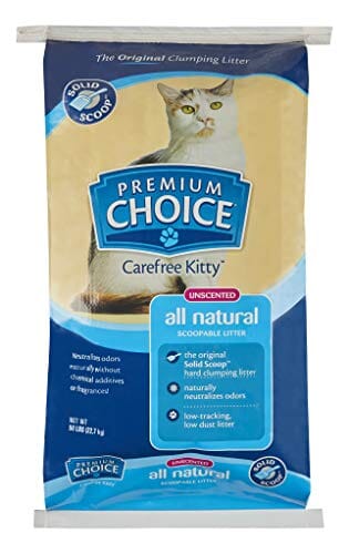 Premium Choice Carefree Kitty Solid Scoop Cat Litter - Unscented - 50 Lbs  