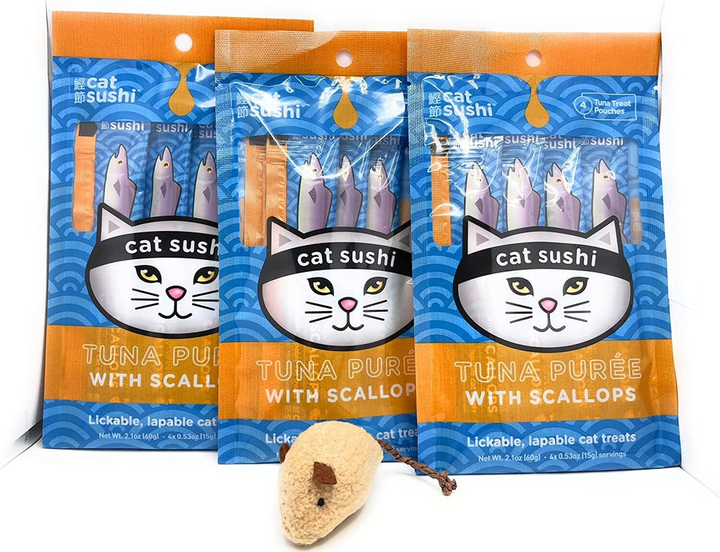 Presidio Natural Grain-Free Bonito Puree with Scallops Chewy Cat Treats - 4 Pack - 12 C...