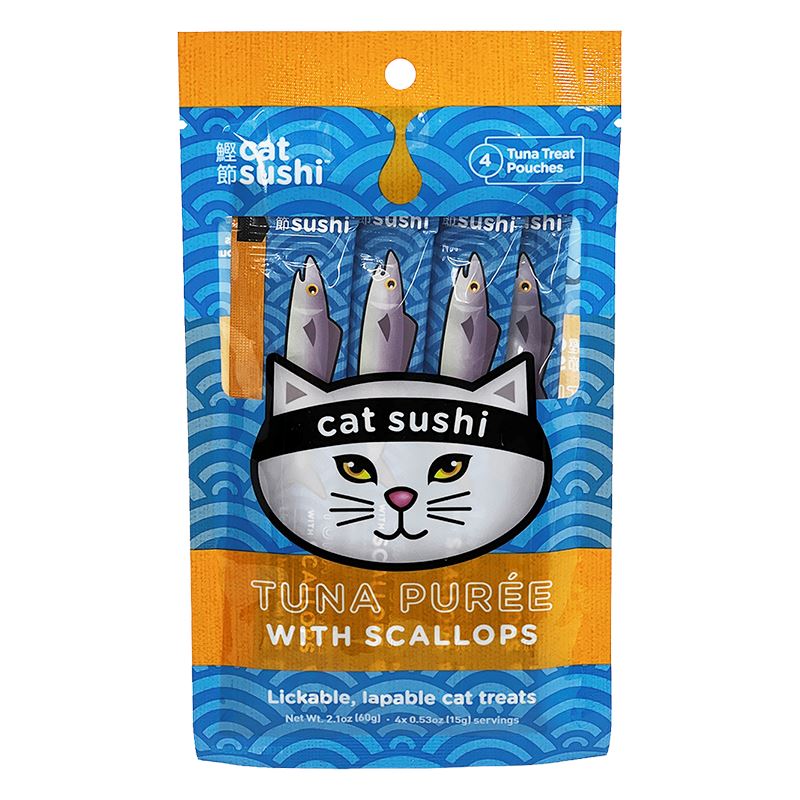 Presidio Natural Grain-Free Bonito Puree with Scallops Singles Chewy Cat Treats - 48 Count  