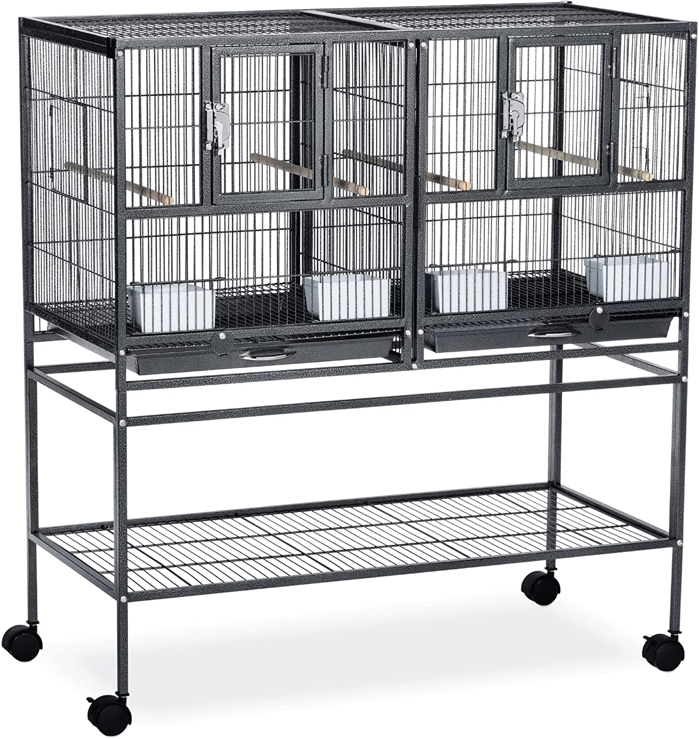 Prevue Hendryx Hampton Deluxe Divided Breeder with Stand - Black - 37.5" x 18" x 40.75"  