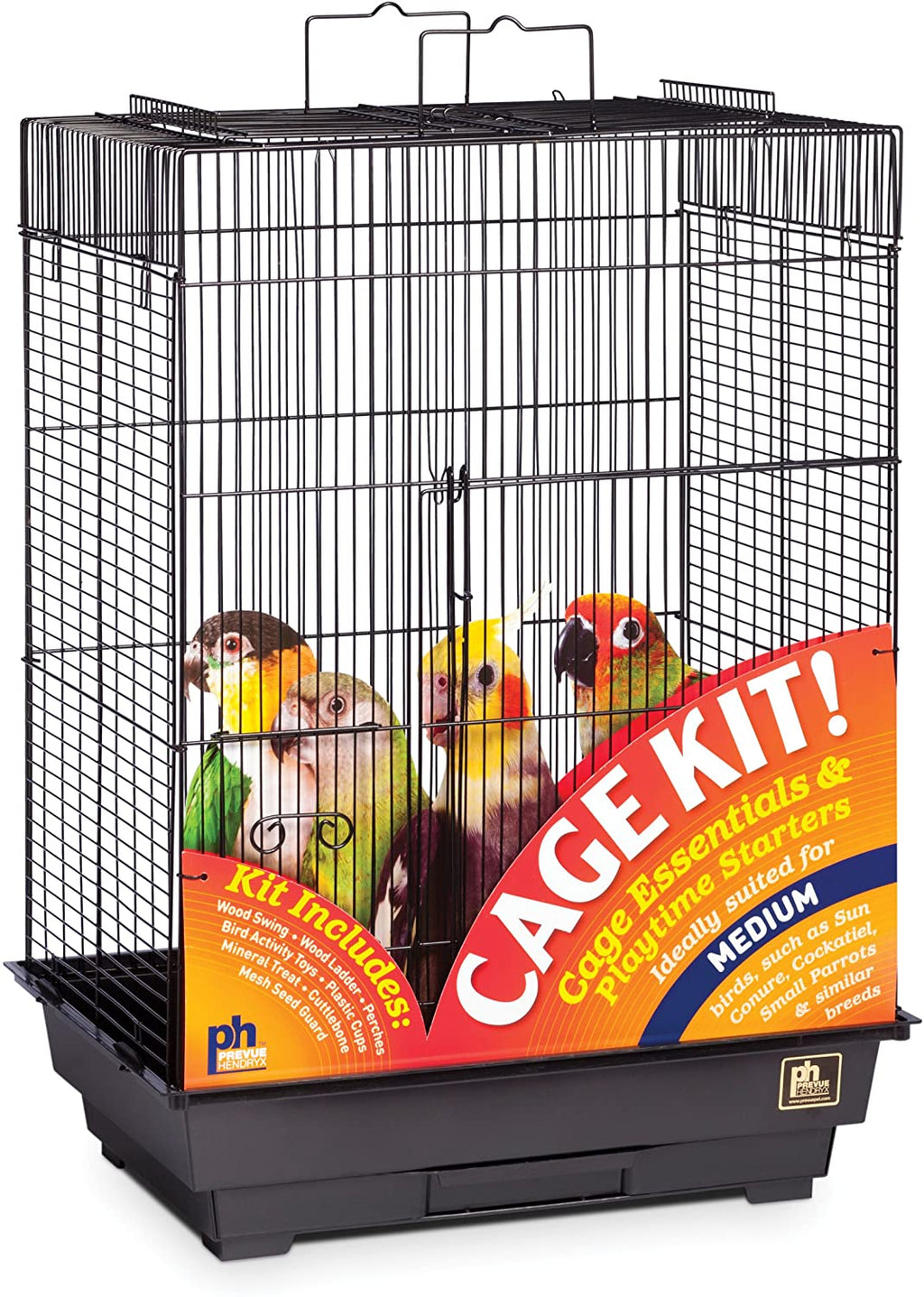 Prevue Hendryx Square Roof Bird Cage Kit - Black - 18" x 14" x 23"  