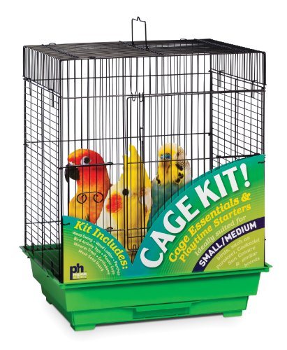 Prevue Hendryx Square Roof Bird Cage Kit - Black/Green - 18" x 14" x 22"
