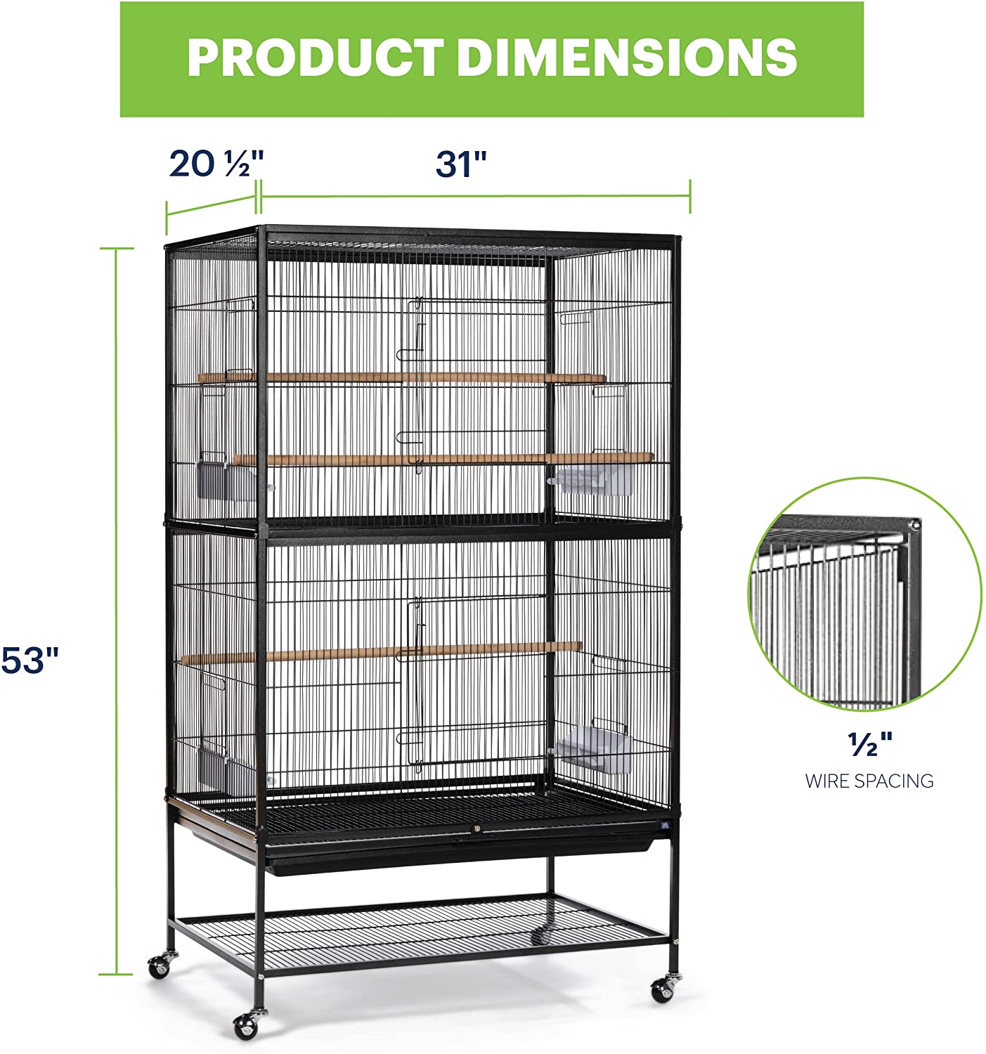 Prevue Hendryx Wrought Iron Flight Cage with Stand - Black - 31" x 20.5" x 53"  