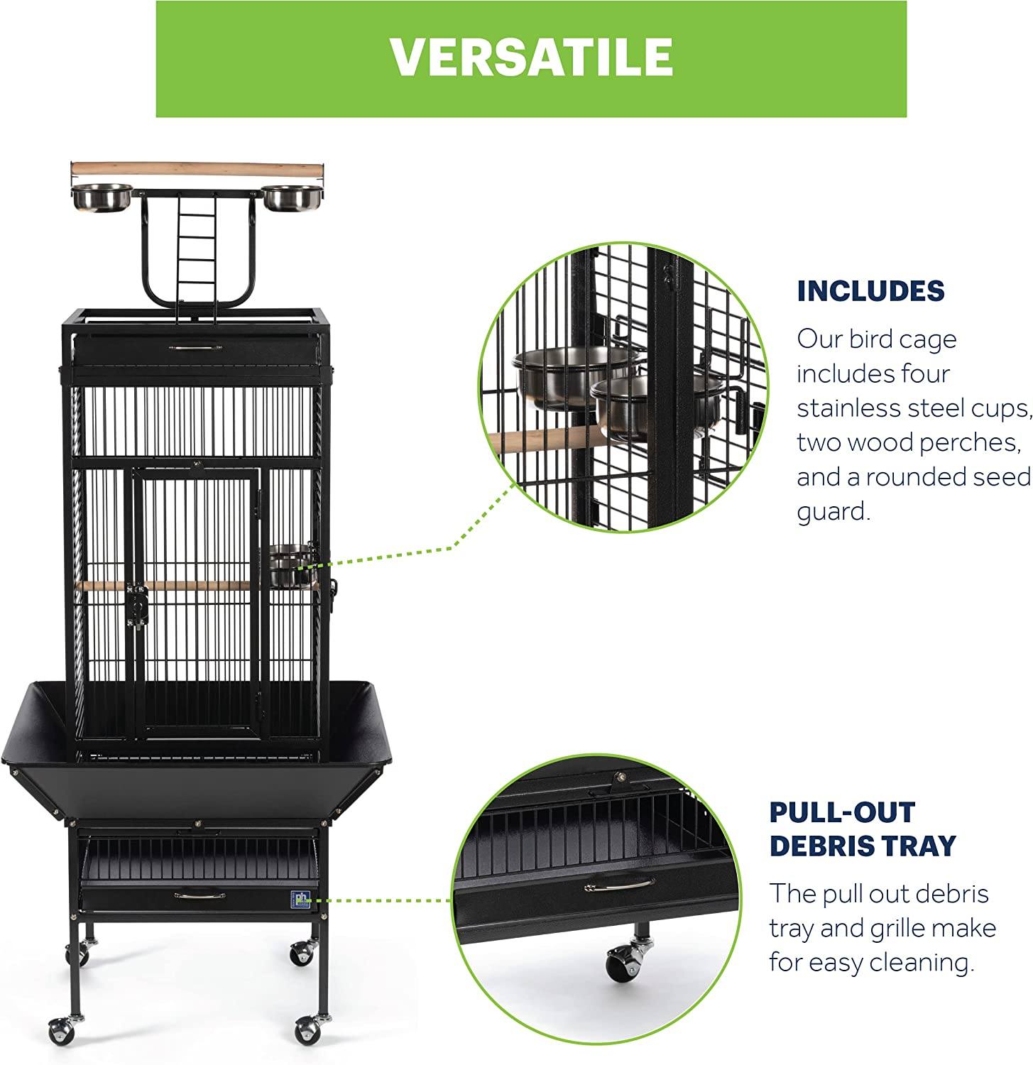 Prevue Hendryx Wrought Iron Select Bird Cage with Playtop - Black - 18