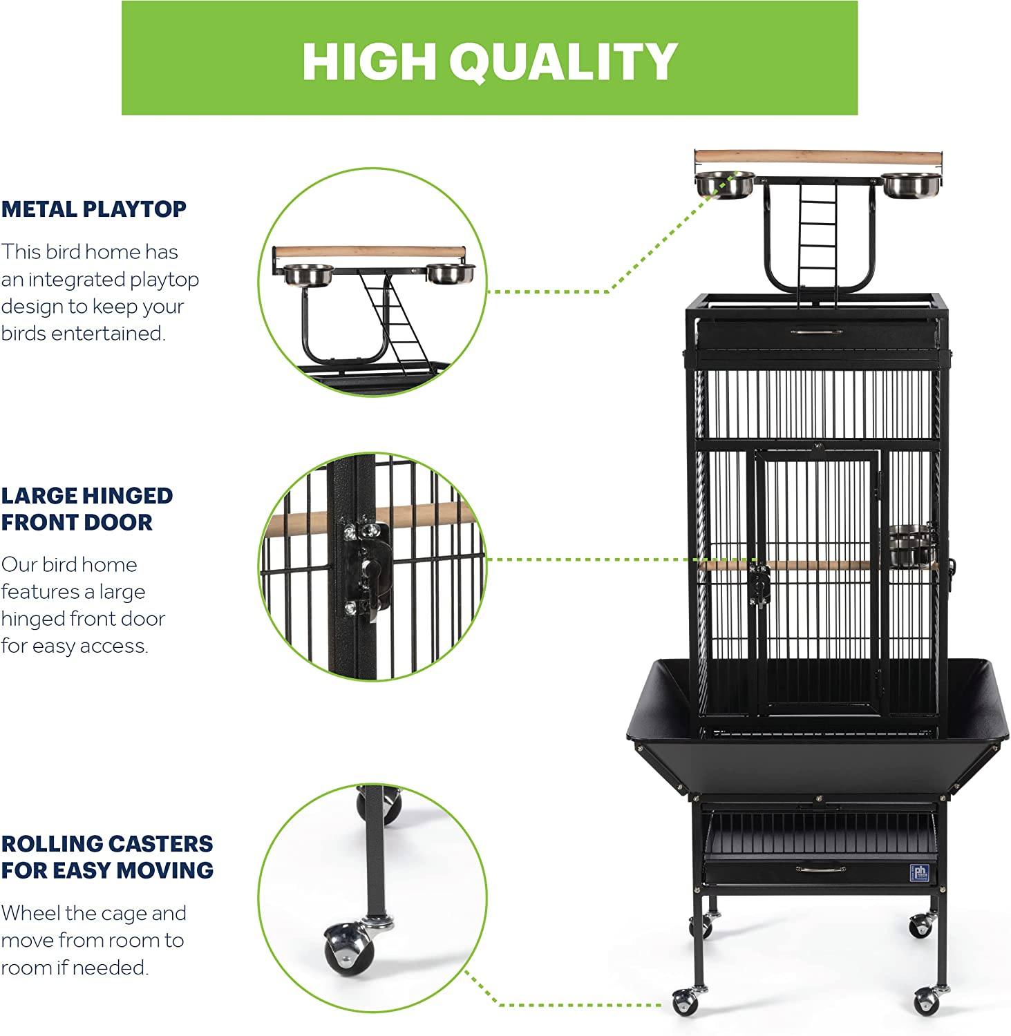 Prevue Hendryx Wrought Iron Select Bird Cage with Playtop - Black - 18