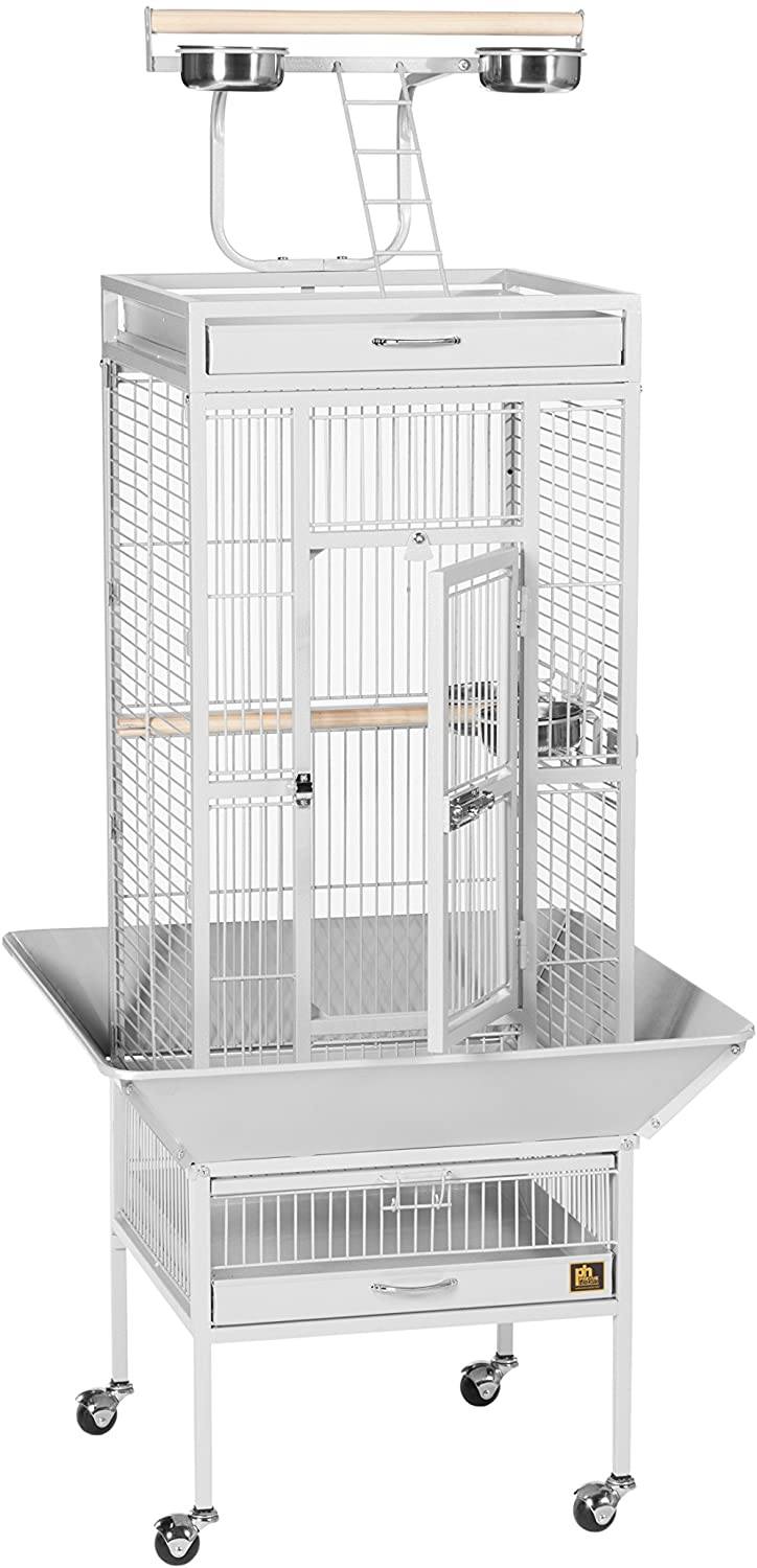 Prevue Hendryx Wrought Iron Select Bird Cage with Playtop - Pewter White - 18" x 18" x 57"  