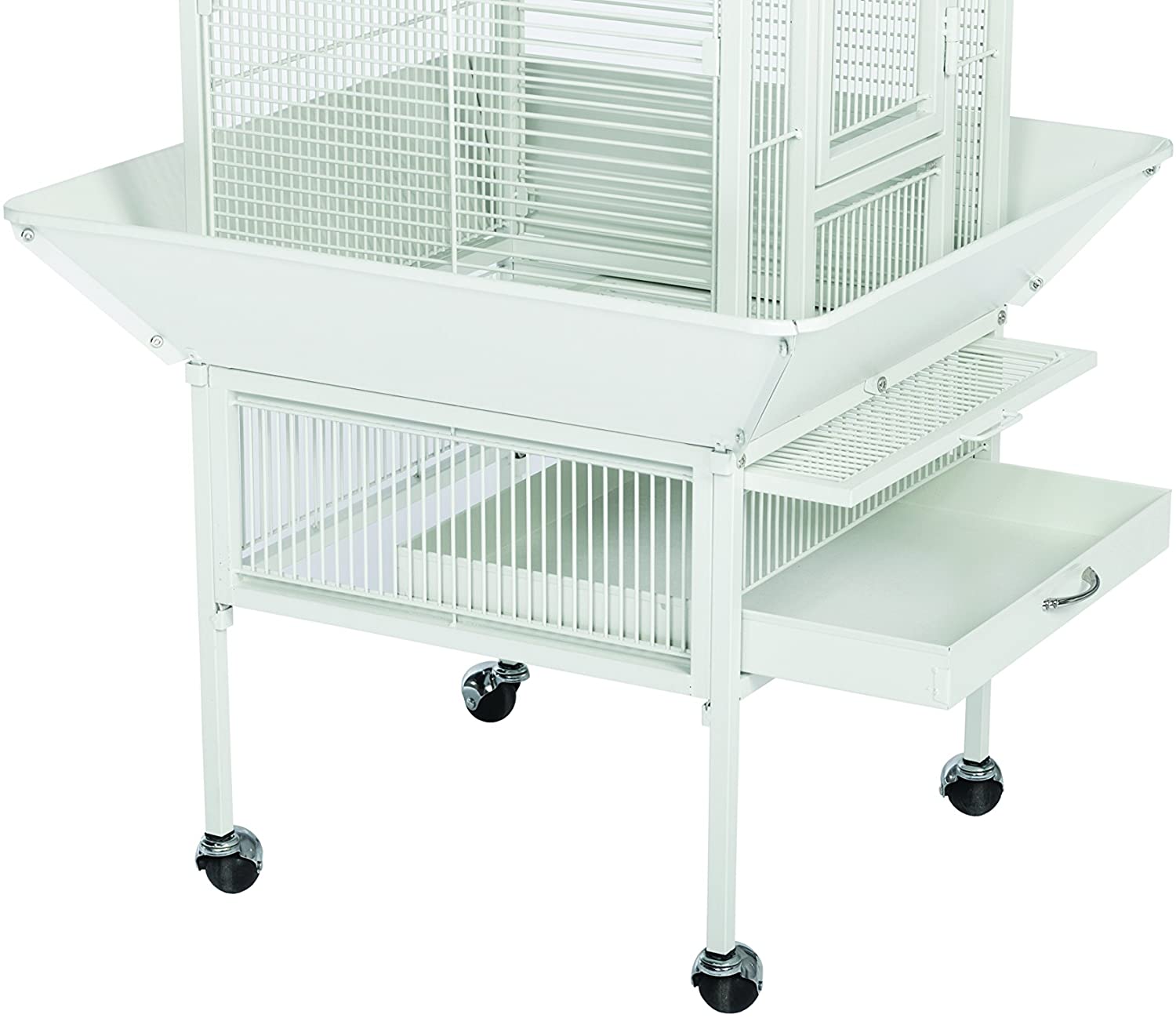 Prevue Hendryx Wrought Iron Select Bird Cage with Playtop - Pewter White - 18" x 18" x 57"  