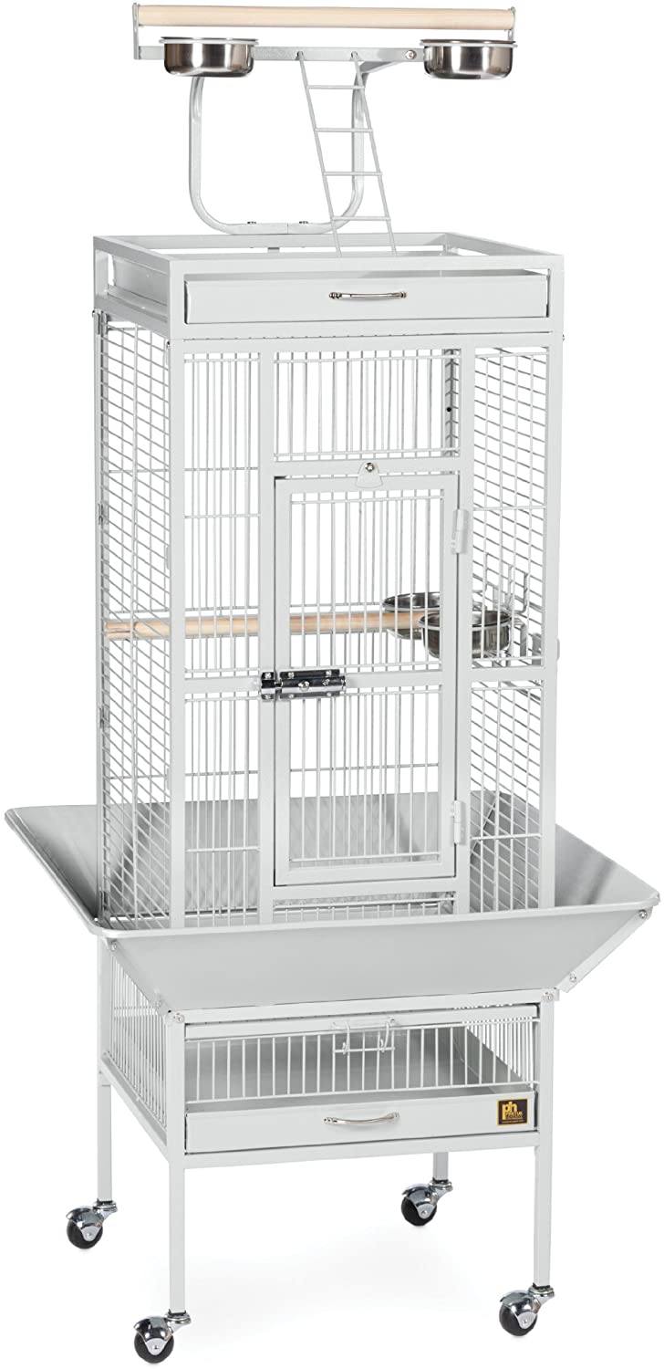 Prevue Hendryx Wrought Iron Select Bird Cage with Playtop - Pewter White - 18" x 18" x 57"  