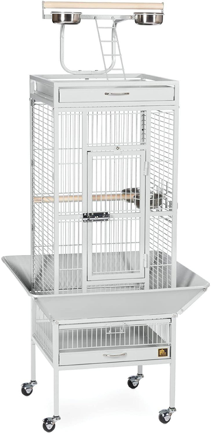 Prevue Hendryx Wrought Iron Select Bird Cage with Playtop - Pewter White - 18" x 18" x 57"