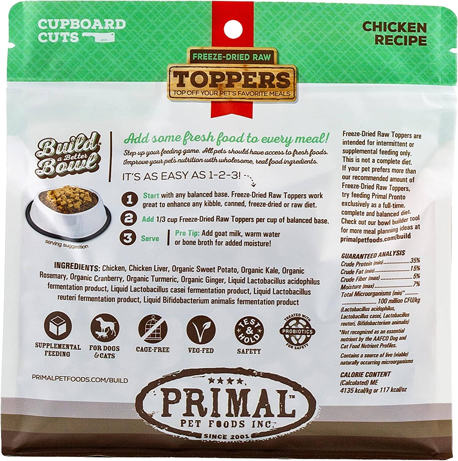 Primal Cupboard Chicken Freeze-Dried Dog Treats - 3.5 Oz  