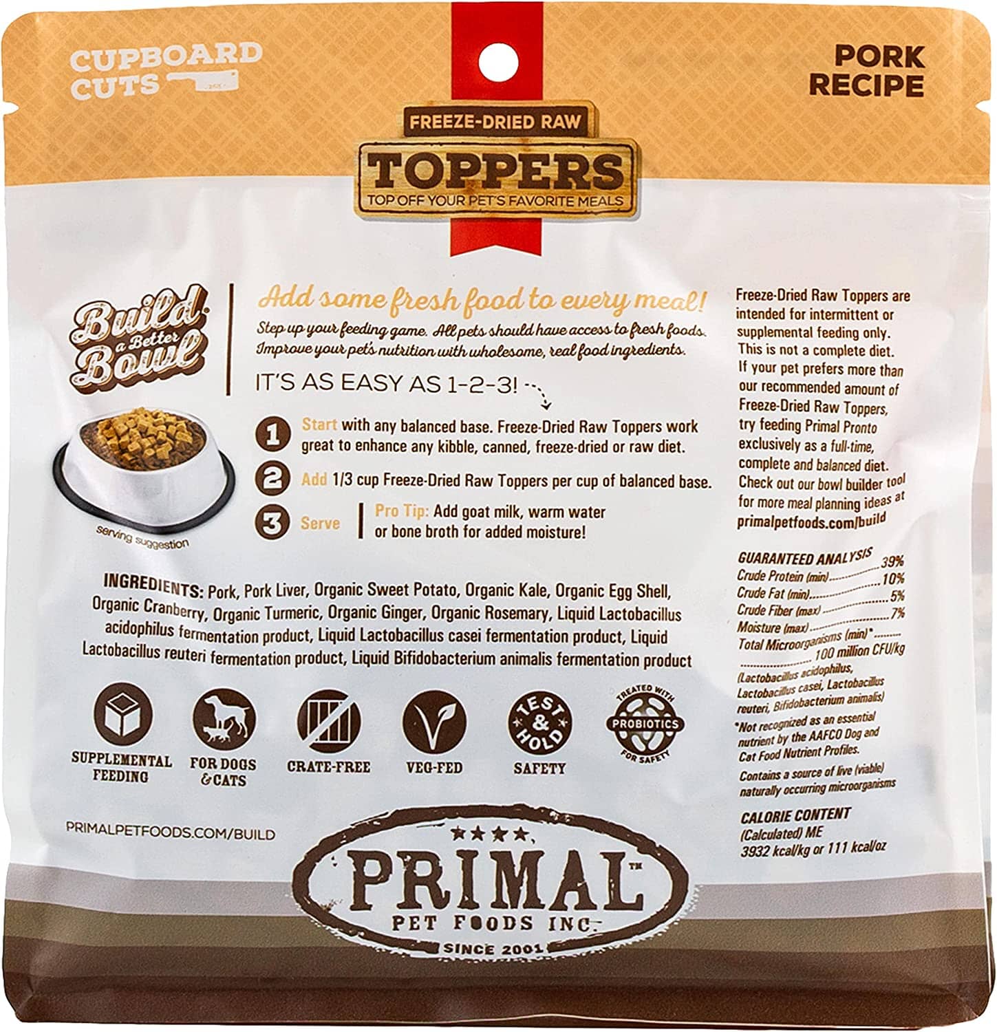 Primal Cupboard Pork Freeze-Dried Dog Treats - 3.5 Oz  