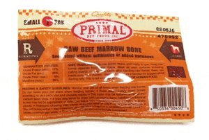 Primal Dog Frozen Bones Marrow Beef - Small - 1 Count