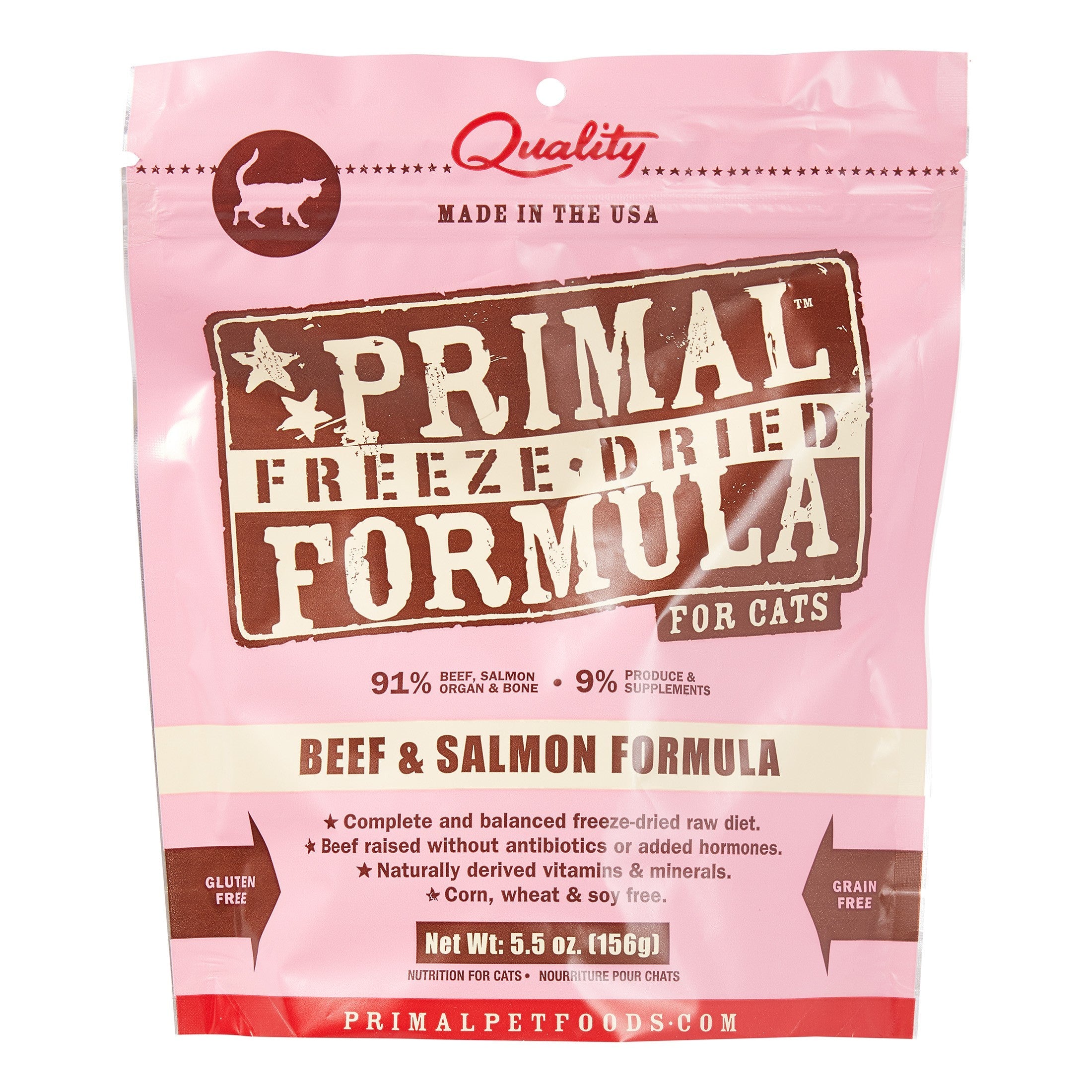 Primal Freeze-Dried Cat Food Nuggets Beef Salmon - 14 Oz  