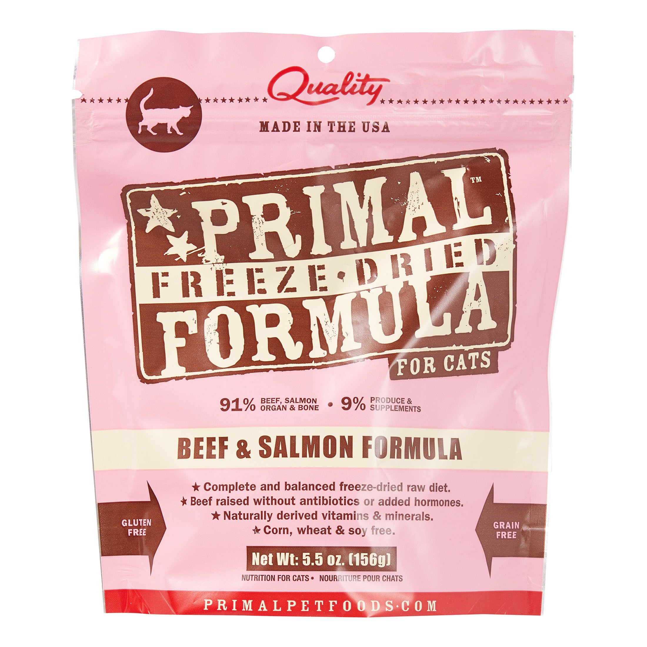 Primal Freeze-Dried Cat Food Nuggets Beef Salmon - 5.5 Oz  