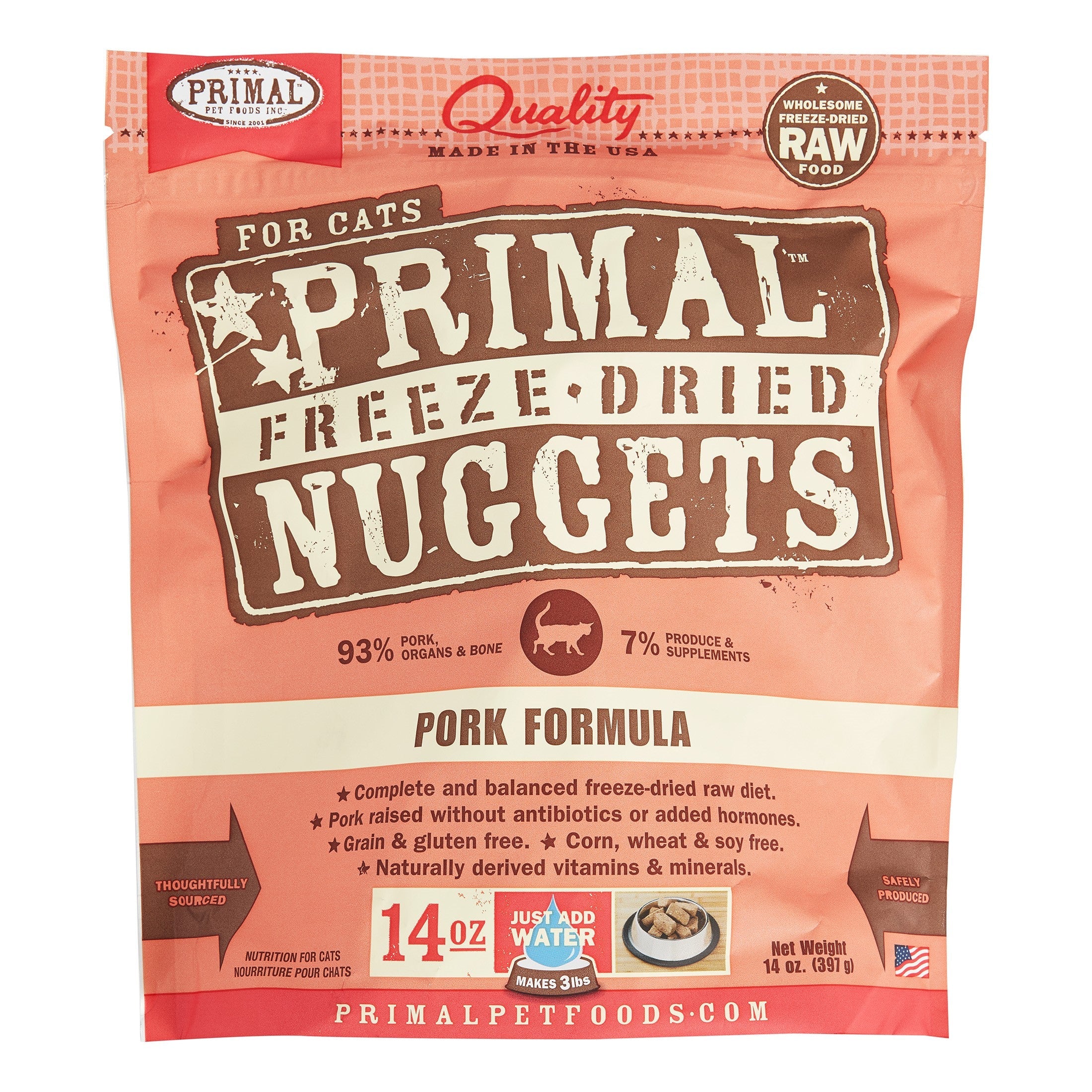 Primal Freeze-Dried Cat Food Nuggets Pork - 14 Oz  