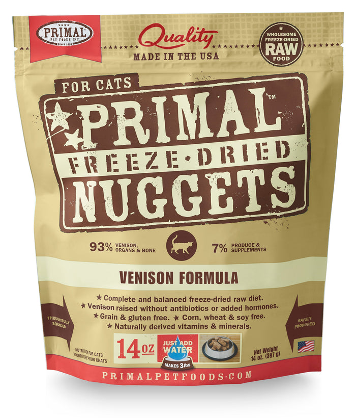 Primal Freeze-Dried Cat Food Nuggets Venison - 14 Oz