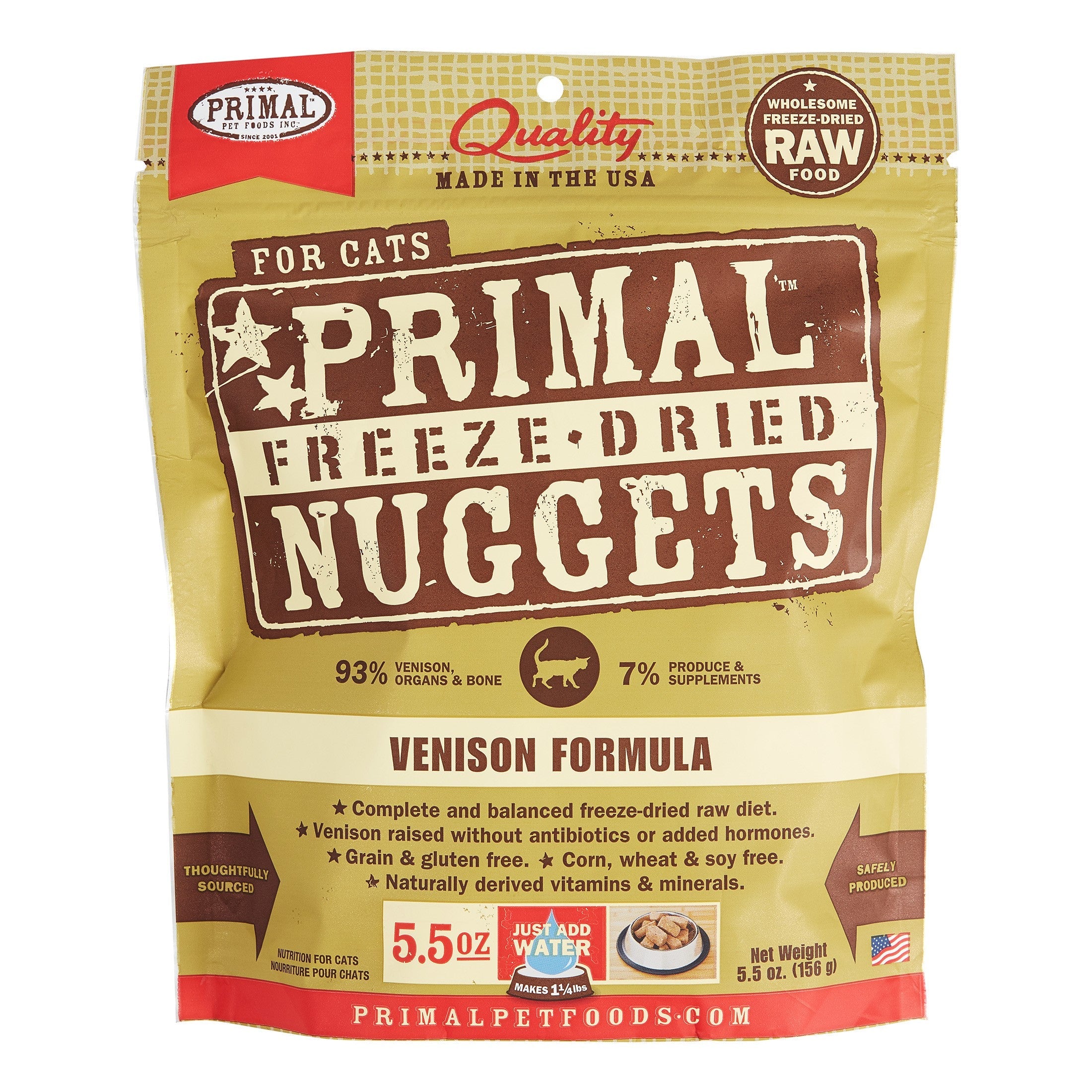 Primal Freeze-Dried Cat Food Nuggets Venison - 5.5 Oz  