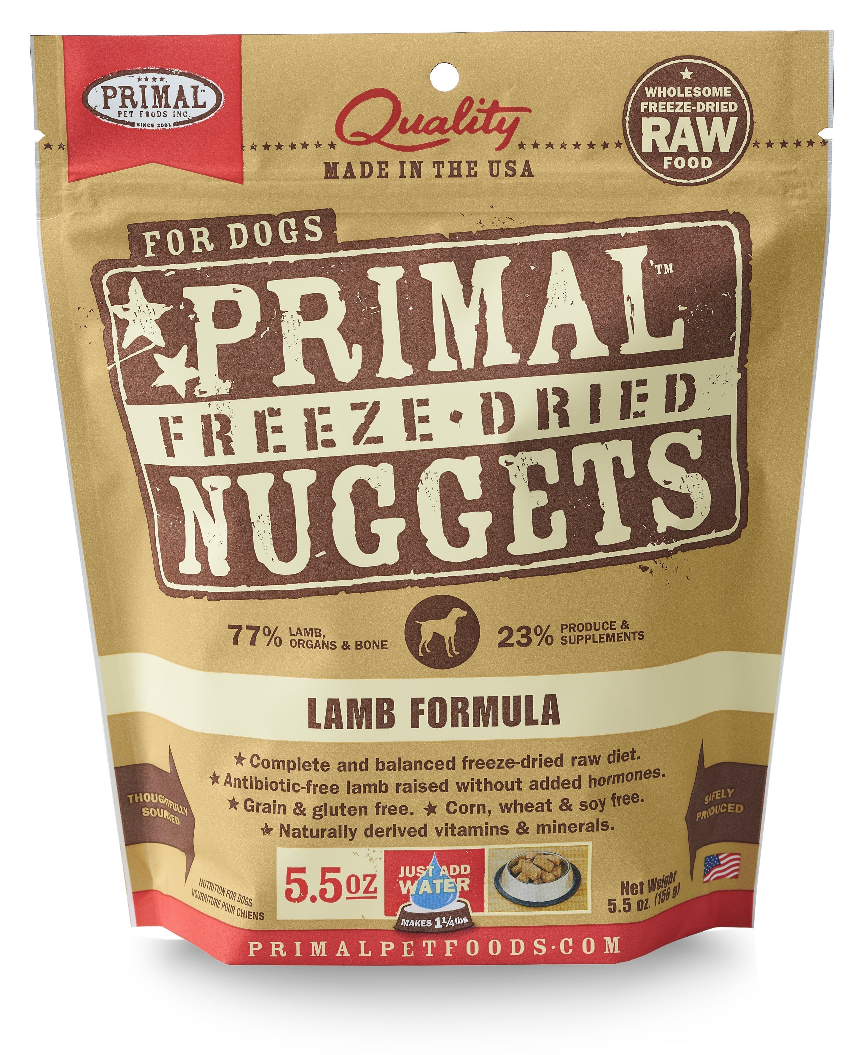 Primal Freeze-Dried Dog Food Nuggets Lamb - 14 Oz  