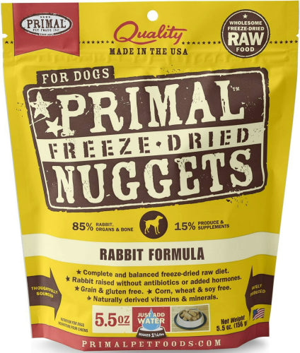Primal Freeze-Dried Dog Food Nuggets Rabbit - 5.5 Oz