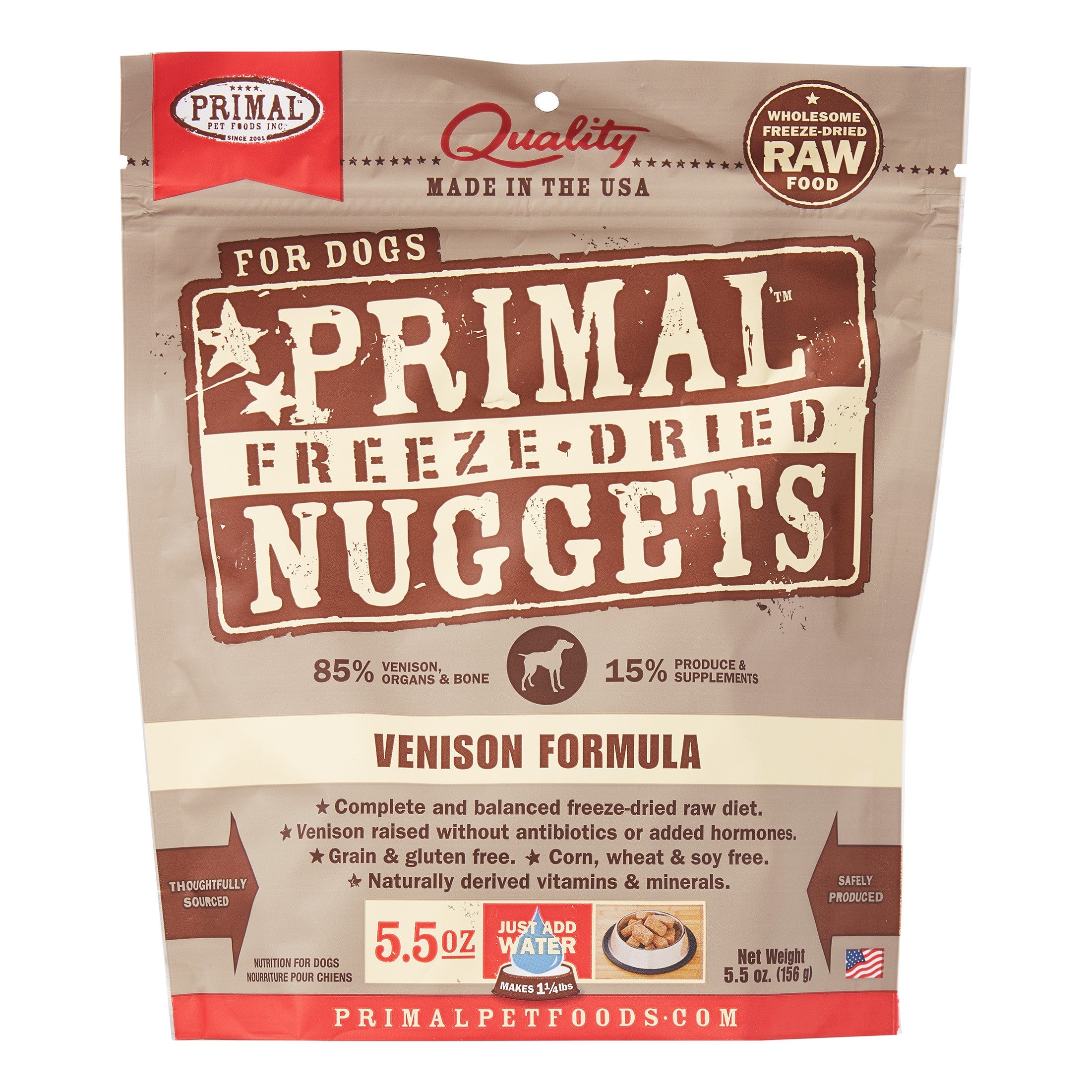 Primal Freeze-Dried Dog Food Nuggets Venison - 5.5 Oz  