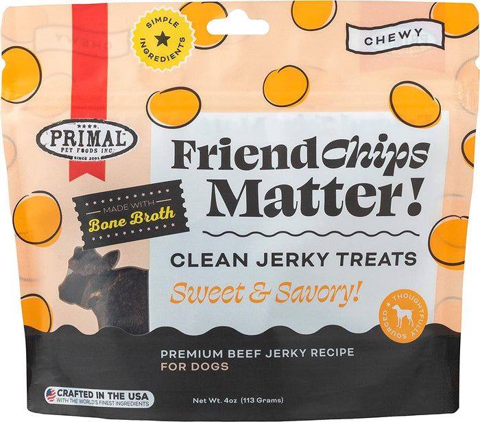 Primal FRIENDCHIPS MATTER Beef Jerky Dog Treats - 4 Oz