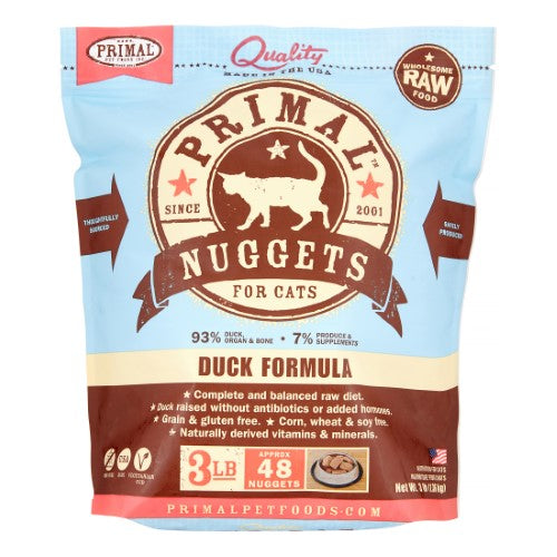 Primal Frozen Cat Food Nuggets Duck - 3 lbs