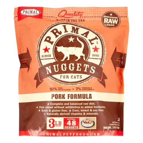 Primal Frozen Cat Food Nuggets Pork - 3 lbs