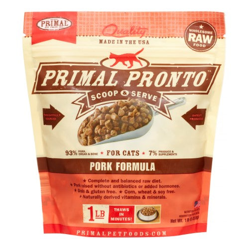 Primal Frozen Cat Food PRONTO Pork -16  